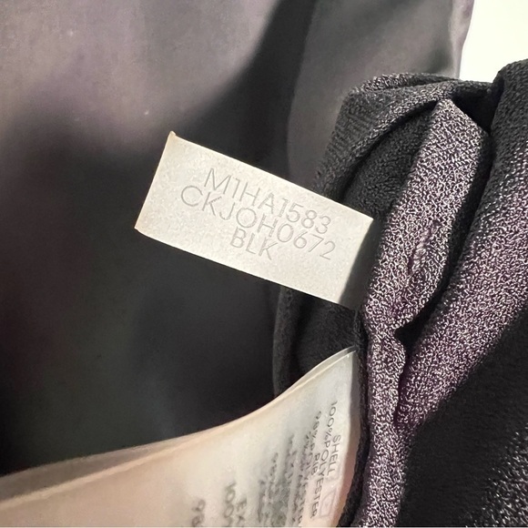 Calvin Klein Metallic Trim Long Sleeve Satin Blouse Black - Picture 15 of 15